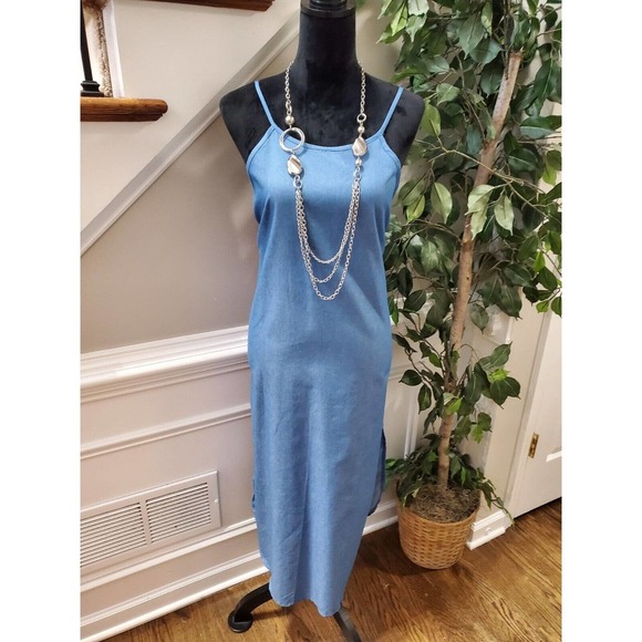 SHEIN Women's Blue Polyester Round Neck Strappy Knee Length Dress Size Medium - Picture 1 of 8